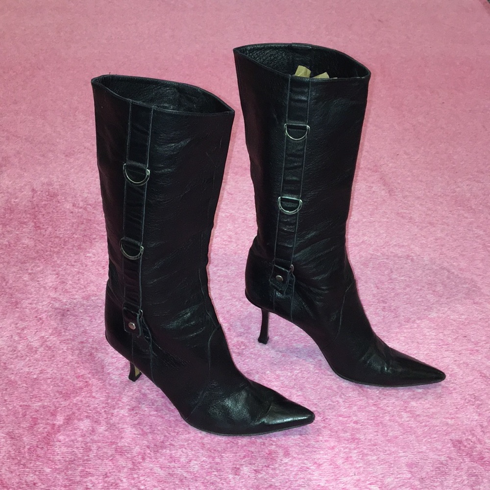 Jimmy Choo Tall Black Leather Boots Size 37